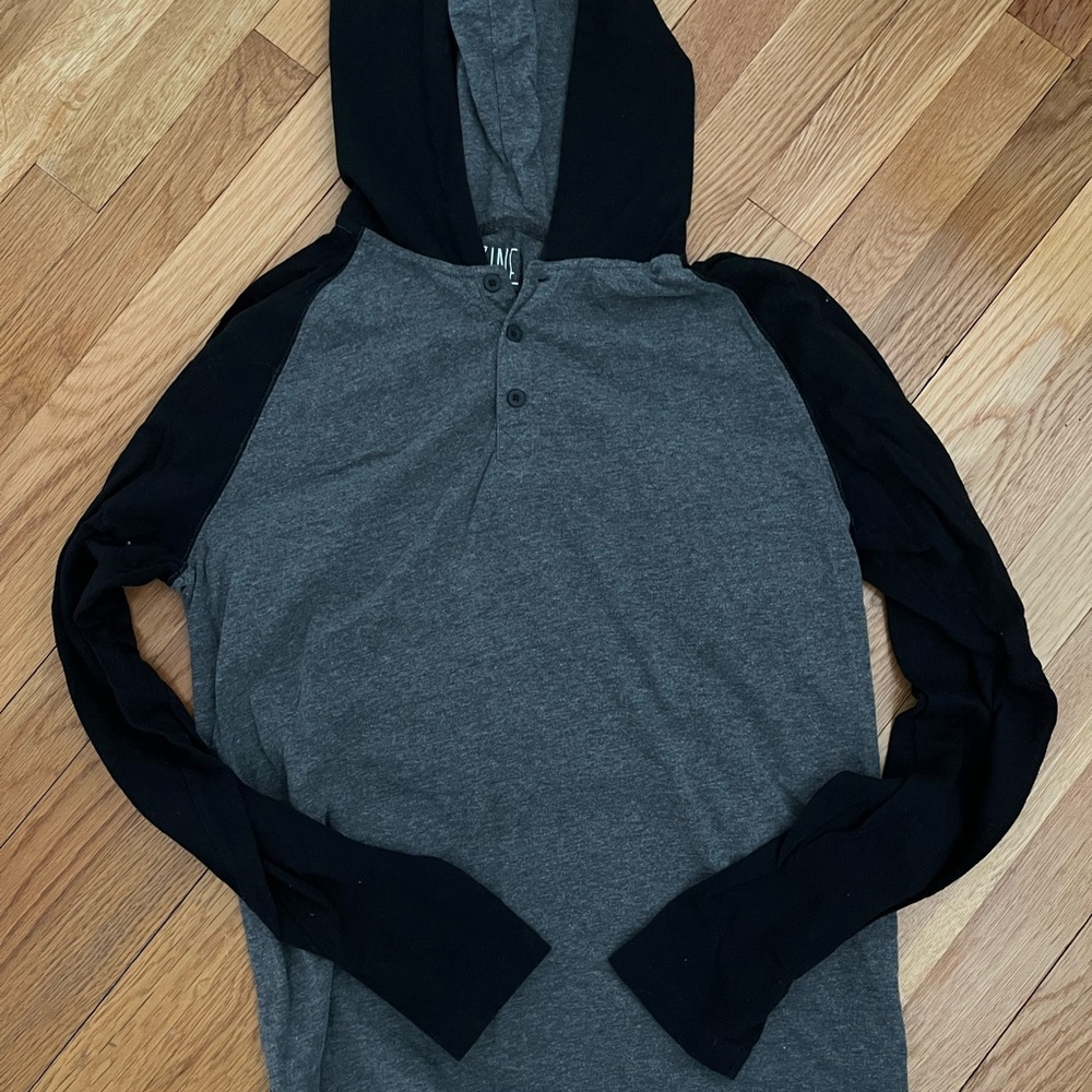 Zine Clothing Gray and Black Button-Up Hoodie